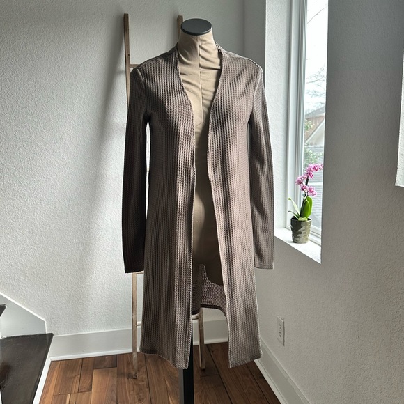 The Impeccable Pig Tan Waffles Knit Open Cardigan Tunic Sz: Small - Picture 1 of 7